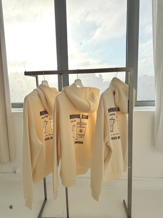 Sweat à capuche écru "Ice coffee"