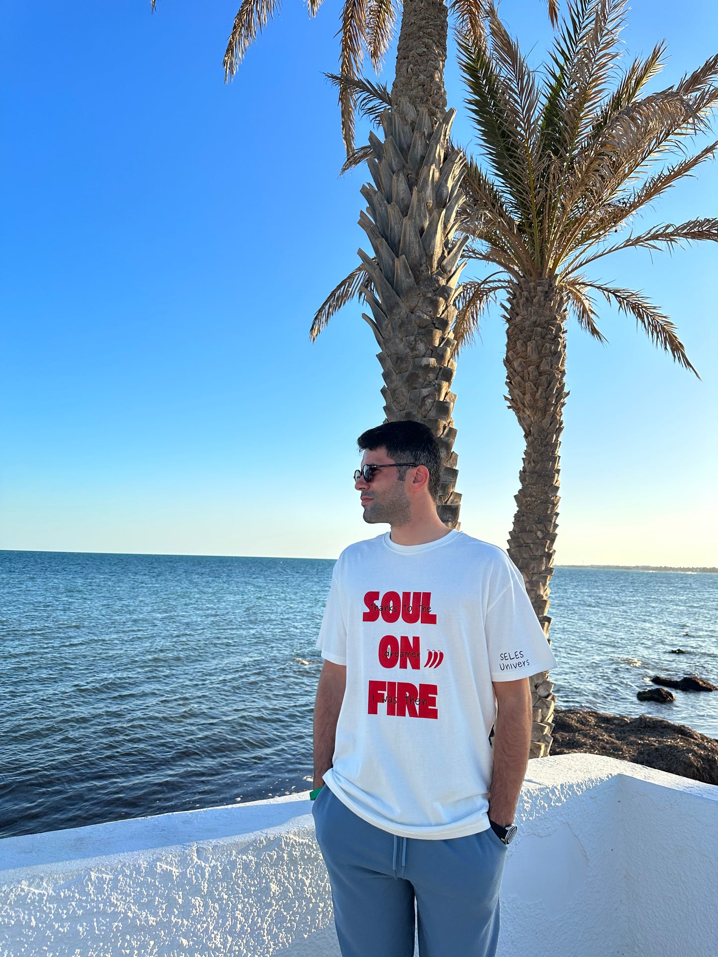 T-shirt "soul on fire" blanc cassé