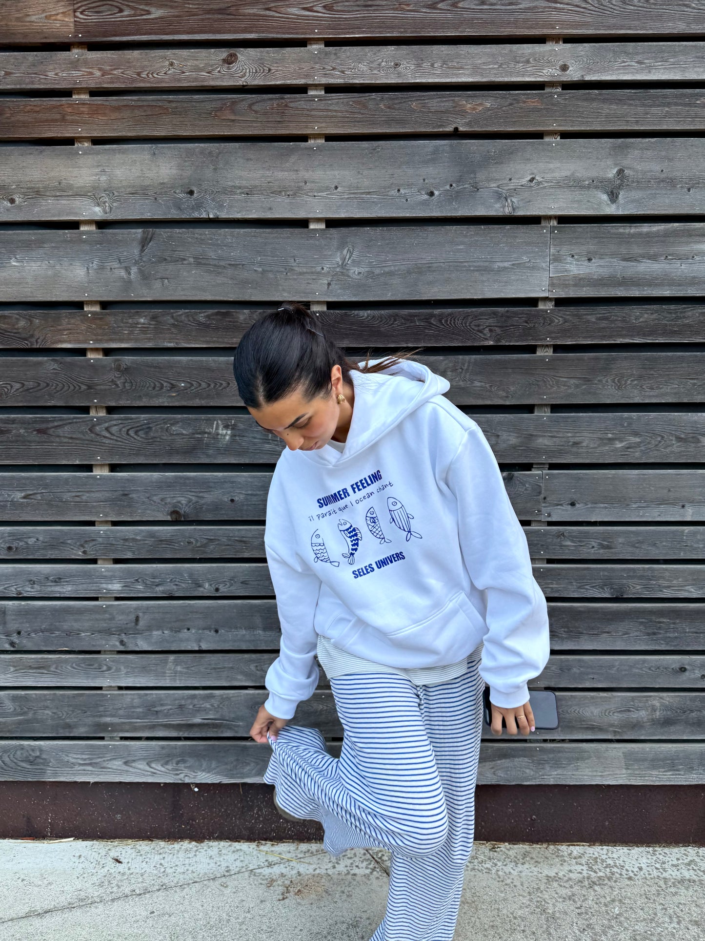 Sweat blanc "poisson"