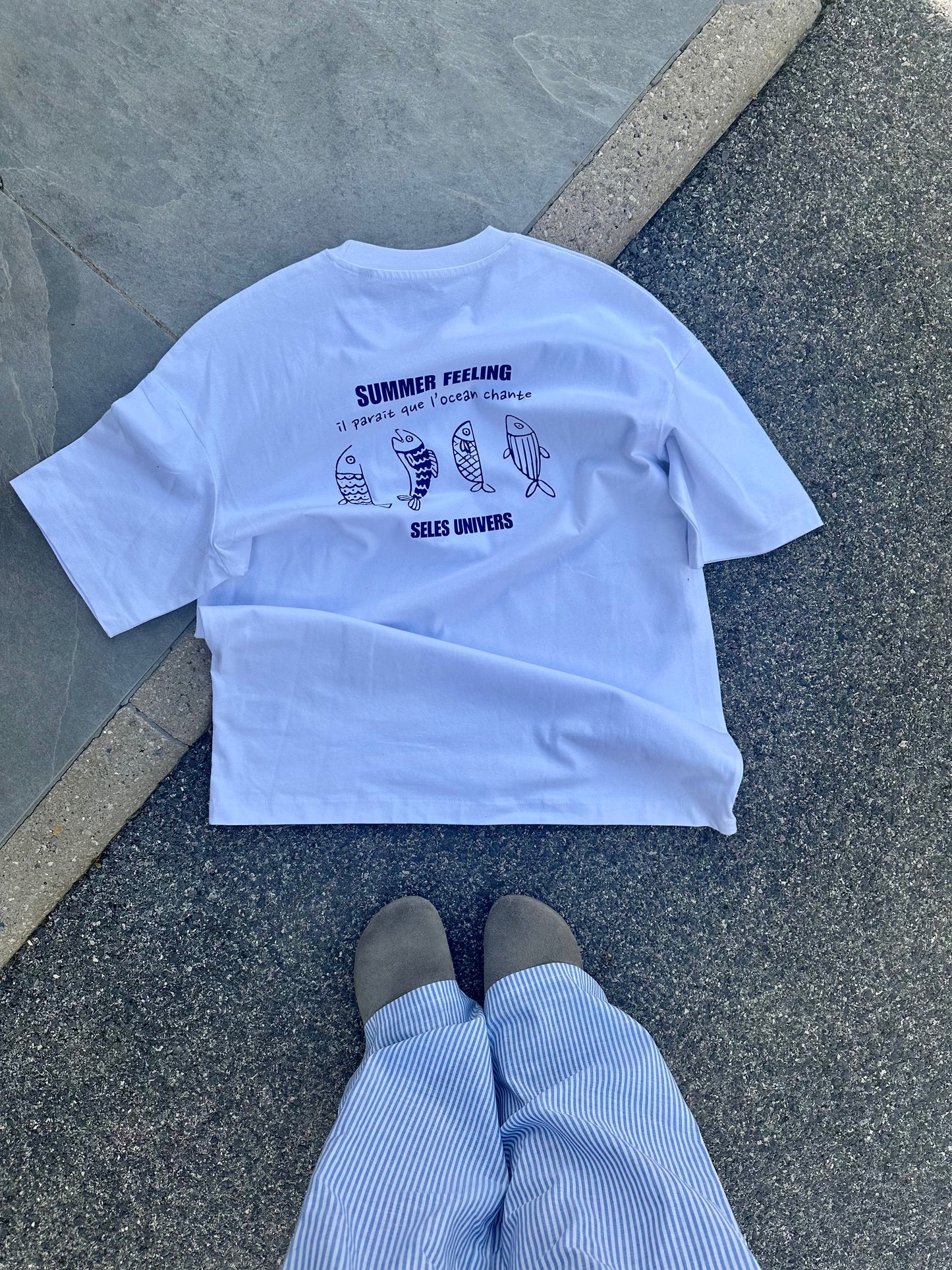 T-shirt "l'océan chante" blanc oversize