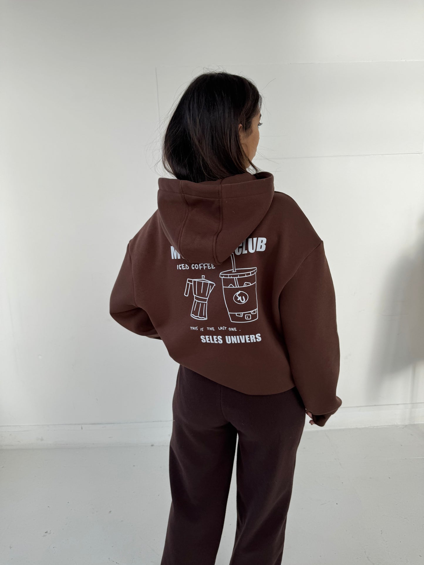 Sweat à capuche marron "Ice coffee"