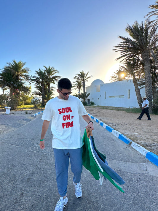 T-shirt "soul on fire" blanc cassé