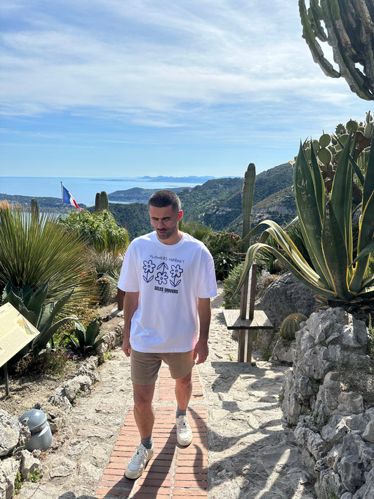 T-shirt blanc oversize "flowers"