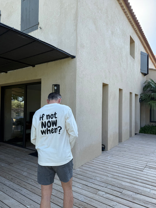 T-shirt longues manches écru "Now"