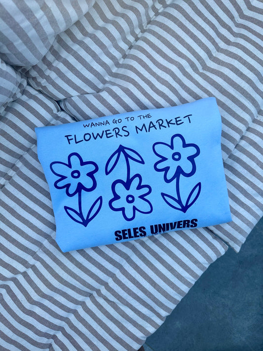 Sweat bleu "flowers"