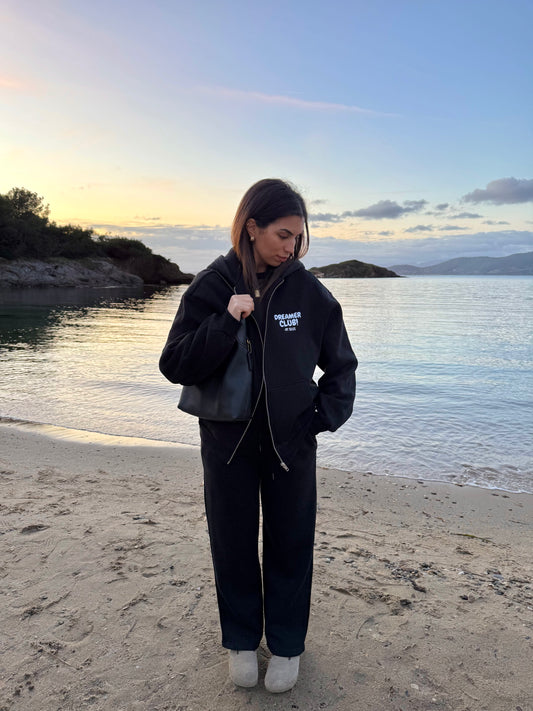 Hoodie zippé à capuche "dreamer" noir