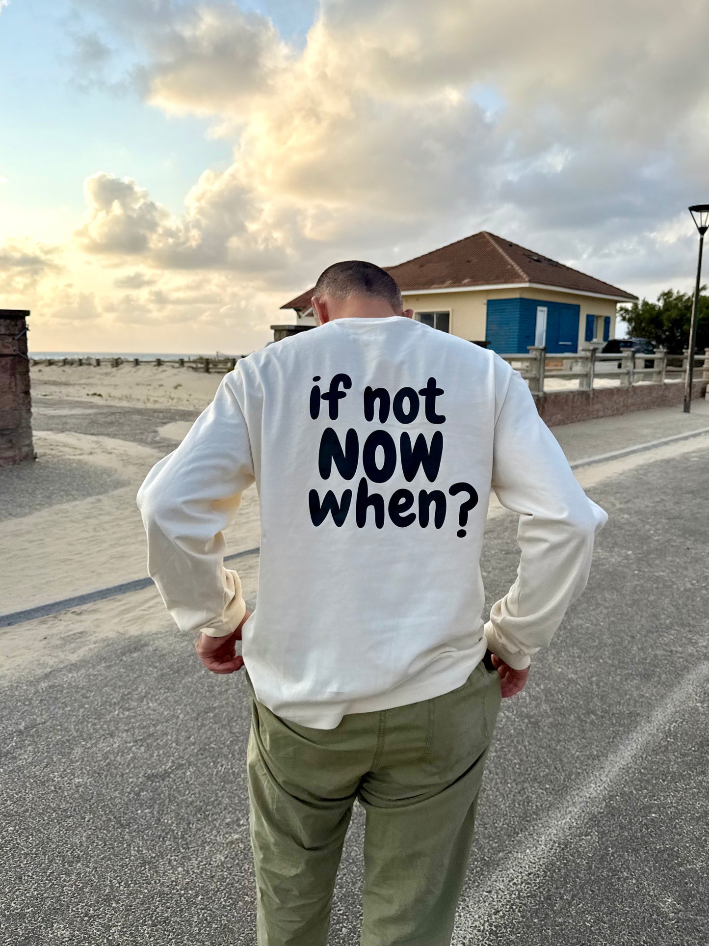 T-shirt longues manches écru "Now"