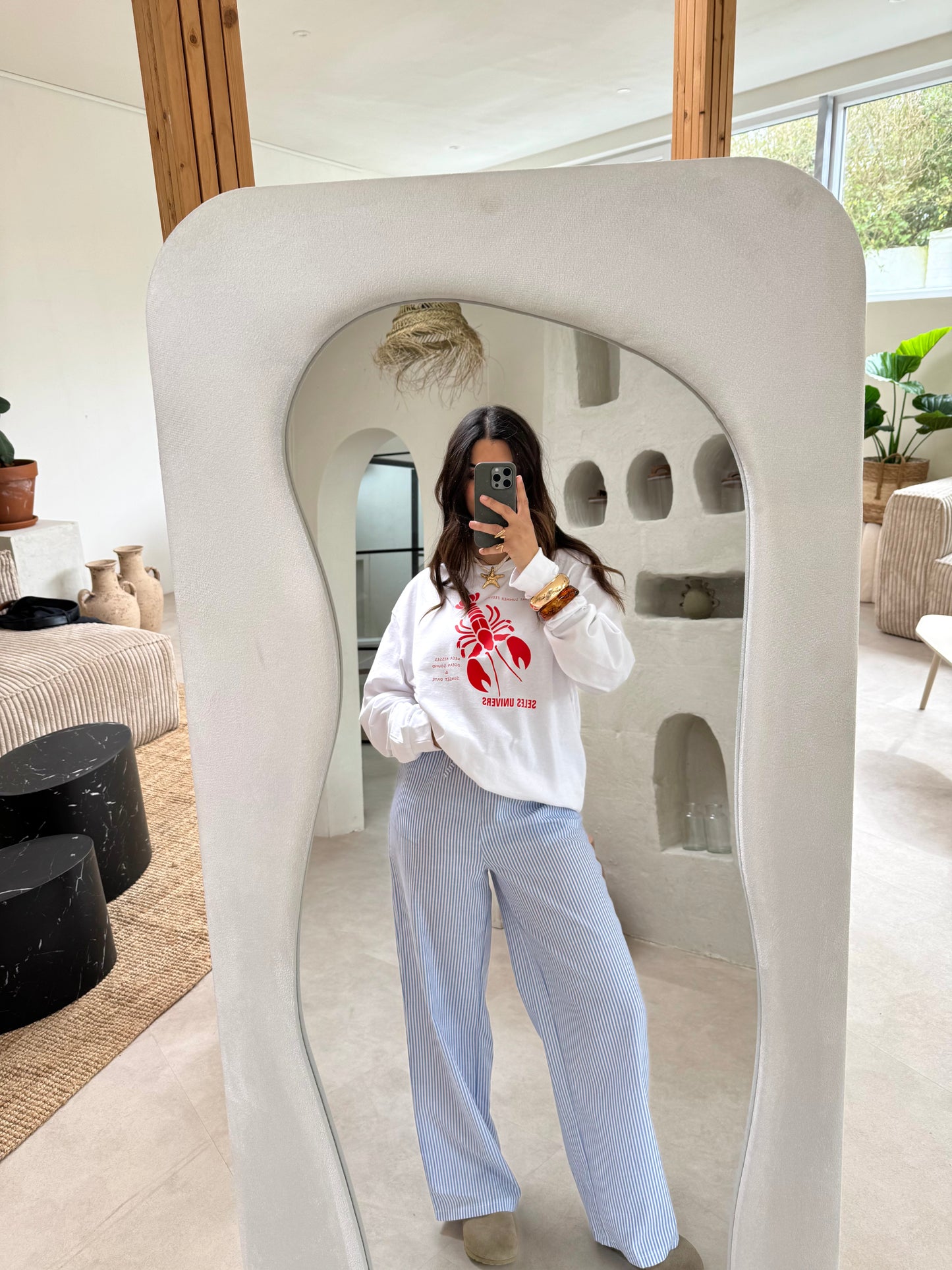 T-shirt longues manches blanc "homard"