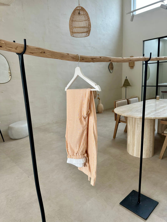 Pantalon rayé orange brodé (précommande)