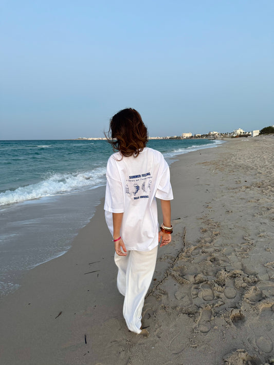 T-shirt "l'océan chante" blanc oversize