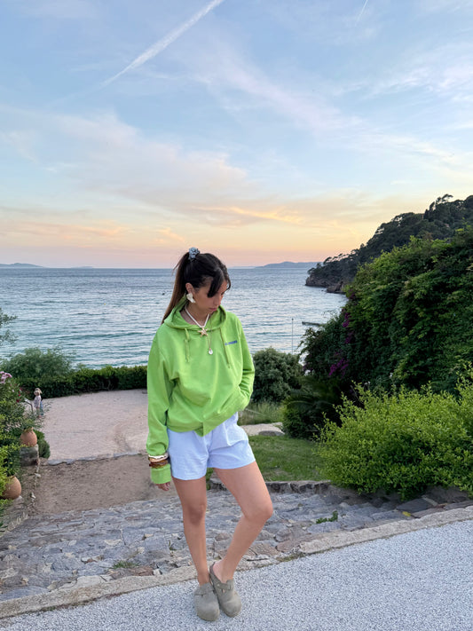 Sweat à capuche vert pistache "coquillage"