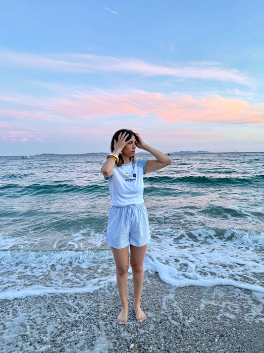 T-shirt crop top femme "coquillage"