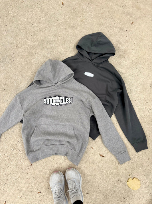 Sweat à capuche "signature" gris chiné