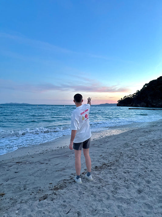 T-shirt oversize beige "ocean sound"