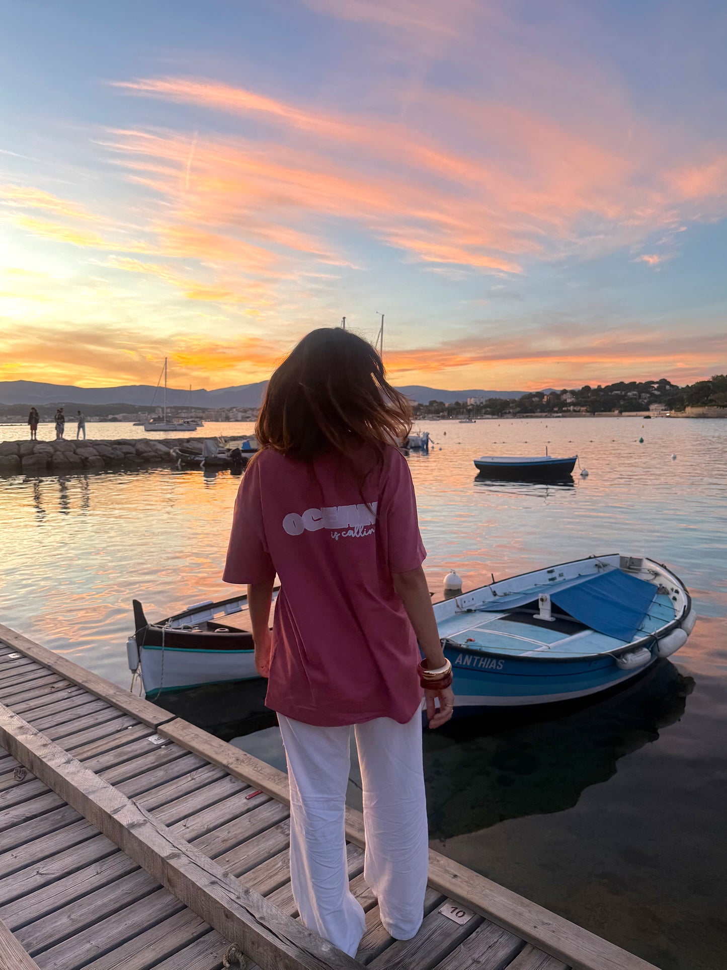 T-shirt vieux rose oversize "ocean is calling"