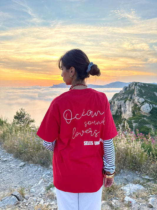 T-shirt "ocean sound" rouge