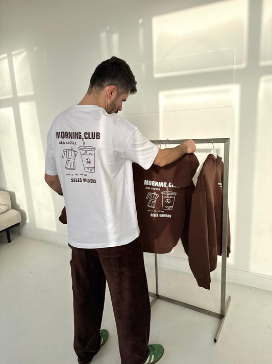 T-shirt blanc "Morning club"