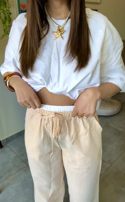 Pantalon rayé orange brodé (précommande)