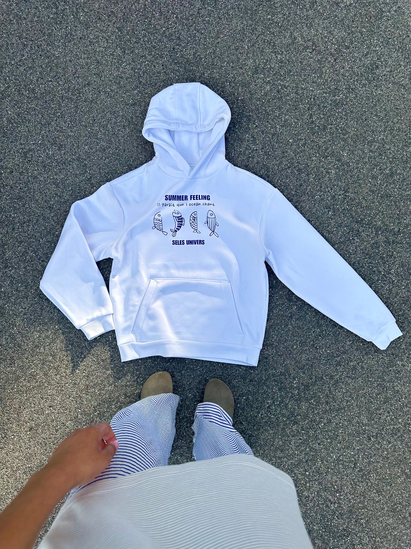 Sweat blanc "poisson"