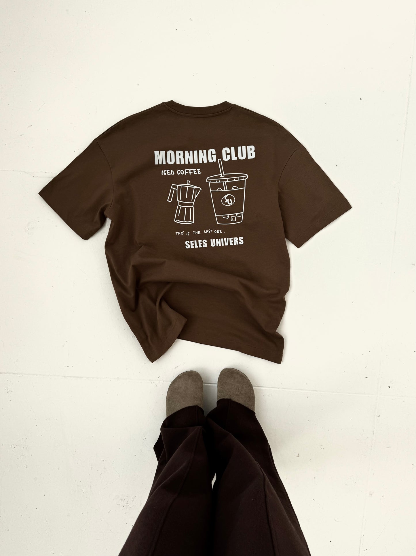 T-shirt marron écoresponsable "Morning club"