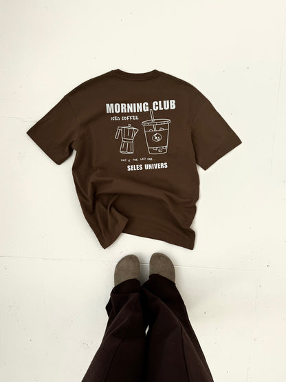 T-shirt marron écoresponsable "Morning club"