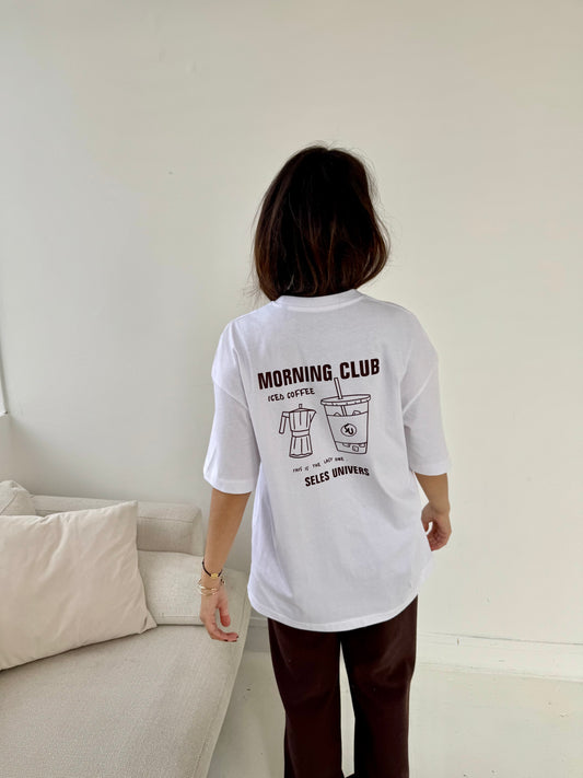 T-shirt blanc "Morning club"