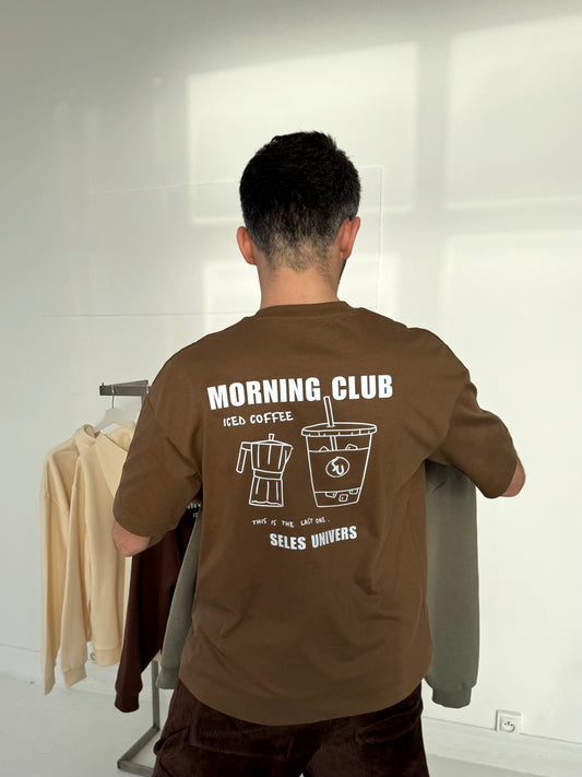 T-shirt marron écoresponsable "Morning club"
