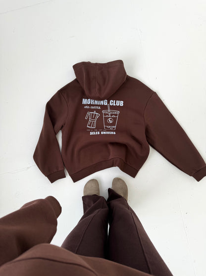 Sweat à capuche marron "Ice coffee"