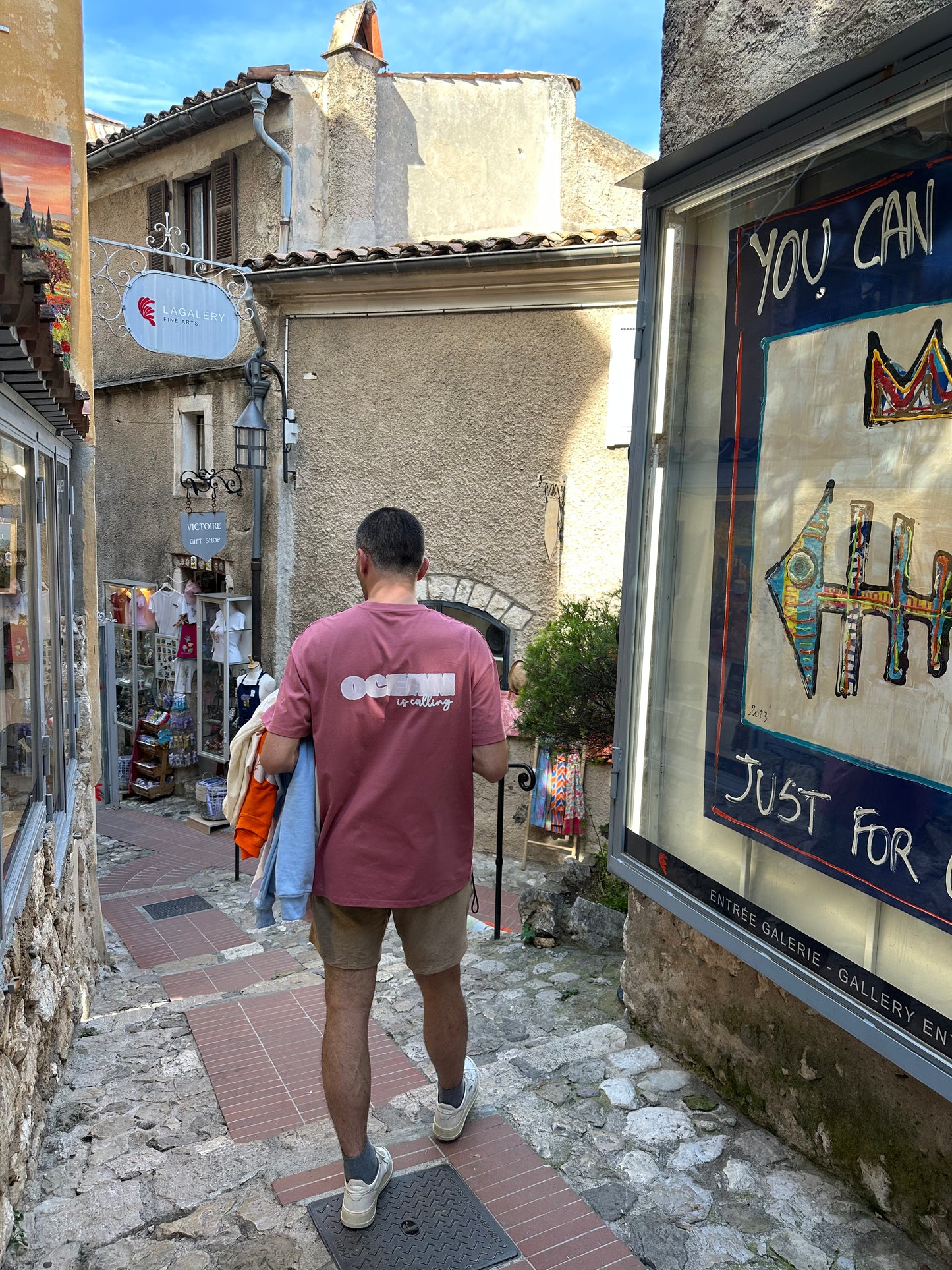 T-shirt vieux rose oversize "ocean is calling"