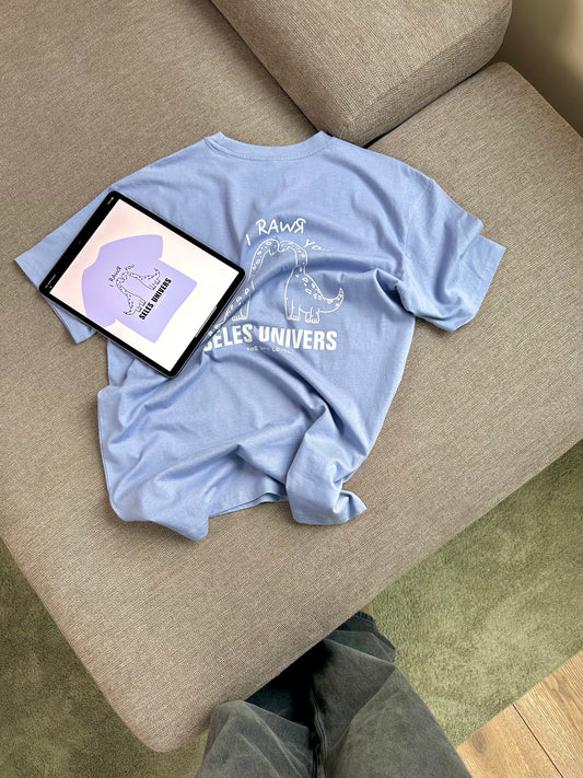T-shirt "dino" violet-bleu