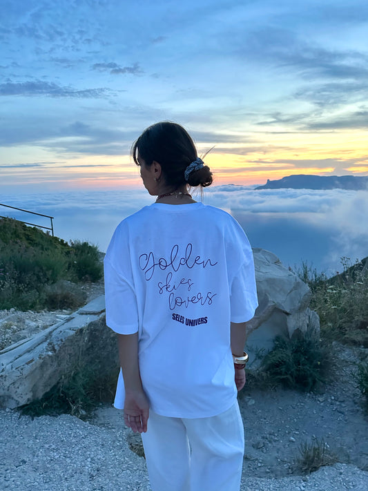 T-shirt oversize "skies" blanc