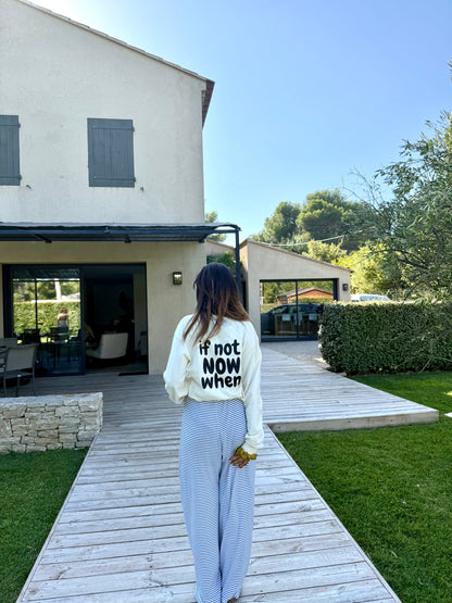 T-shirt longues manches écru "Now"