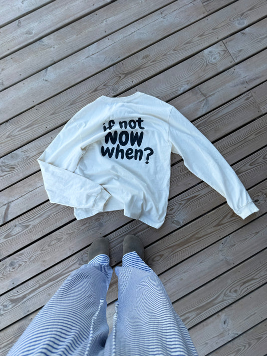 T-shirt longues manches écru "Now"