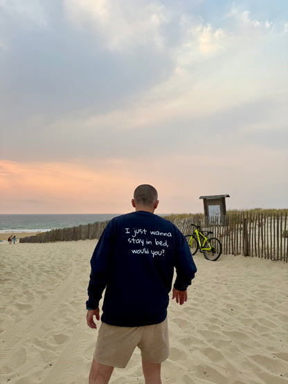 Sweat bleu marine "Stay in bed"