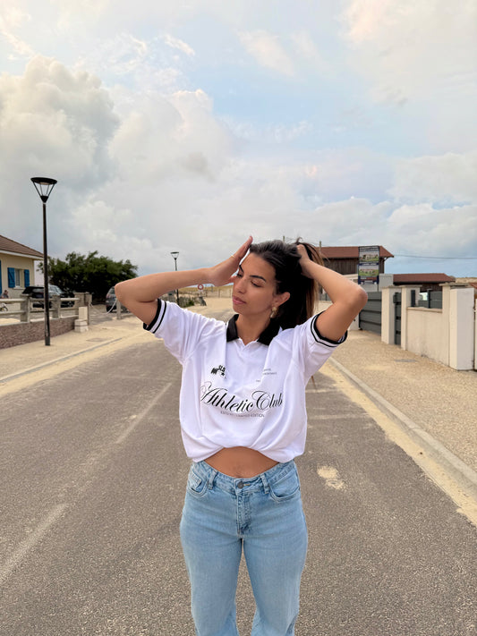 Polo de football blanc