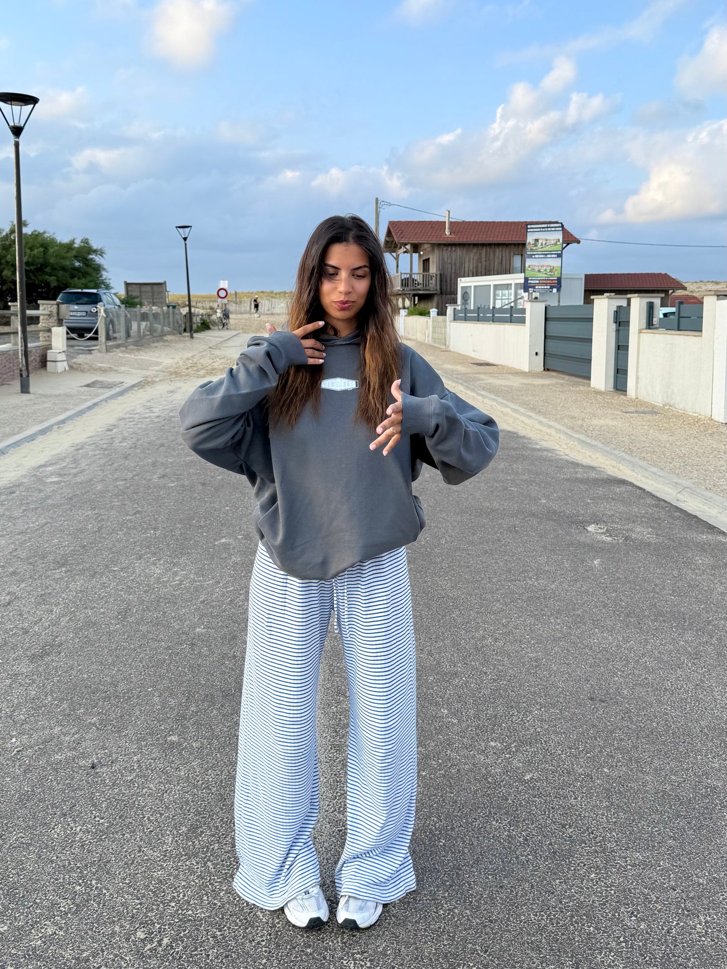 Sweat à capuche gris "Signature"