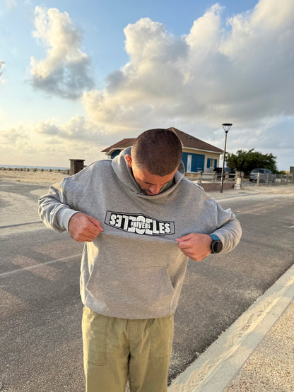 Sweat à capuche "signature" gris chiné