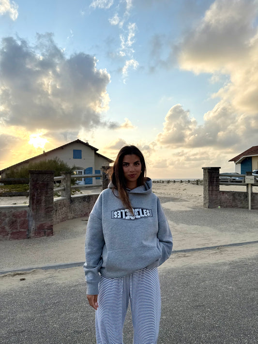 Sweat à capuche "signature" gris chiné