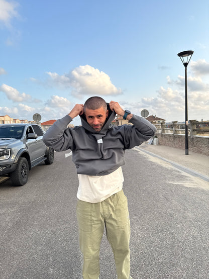 Sweat à capuche gris "Signature"