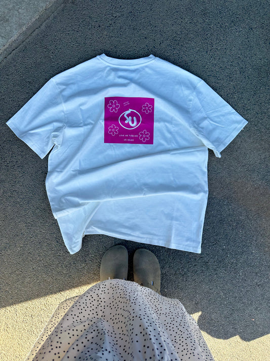 T-shirt-/ T-shirt-robe "flowers" blanc