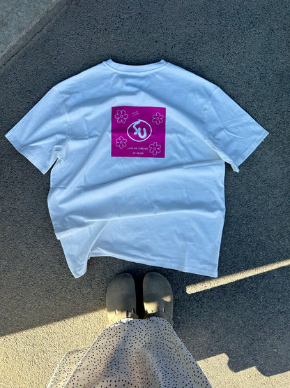 T-shirt-/ T-shirt-robe "flowers" blanc