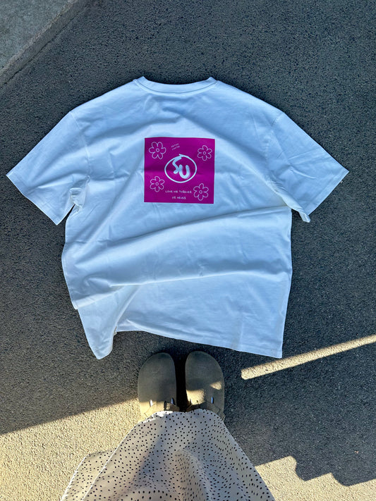 T-shirt-/ T-shirt-robe "flowers" blanc