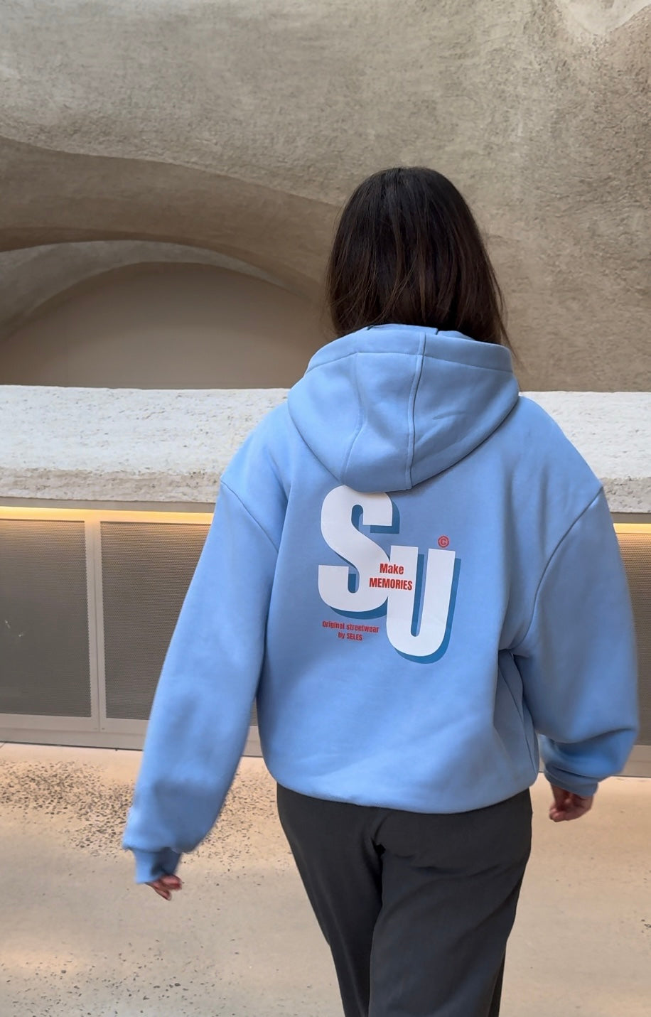 Sweat à capuche "SELES" bleu