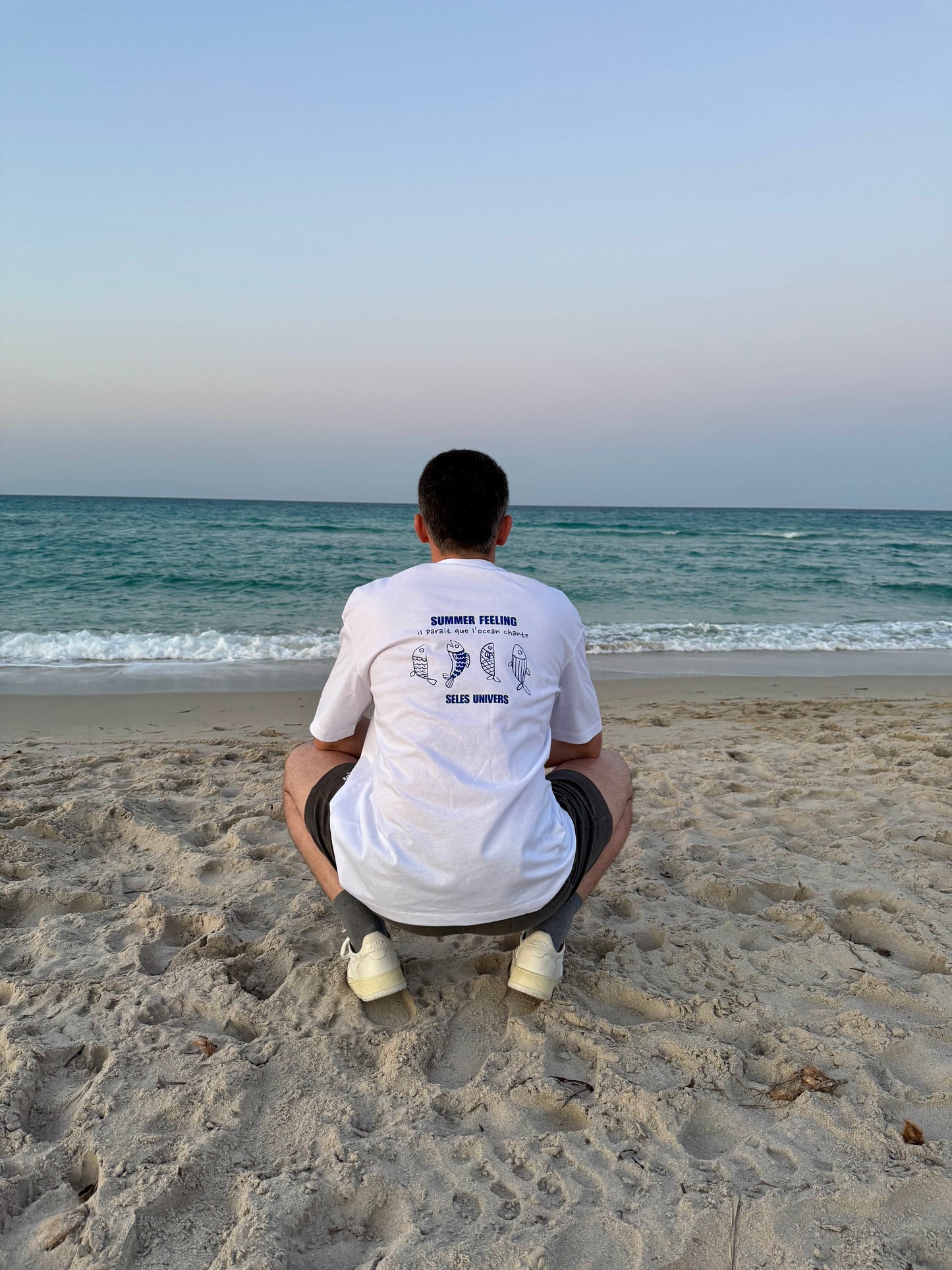 T-shirt "l'océan chante" blanc oversize