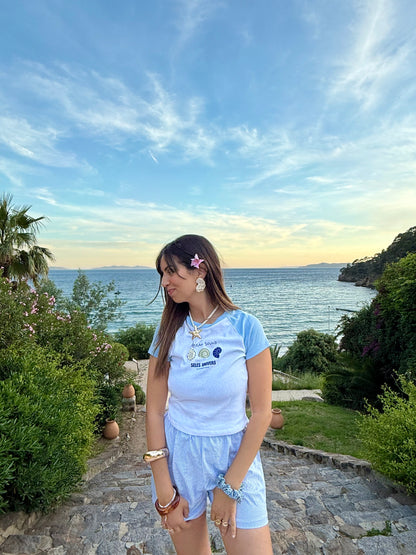 T-shirt crop top femme "coquillage"