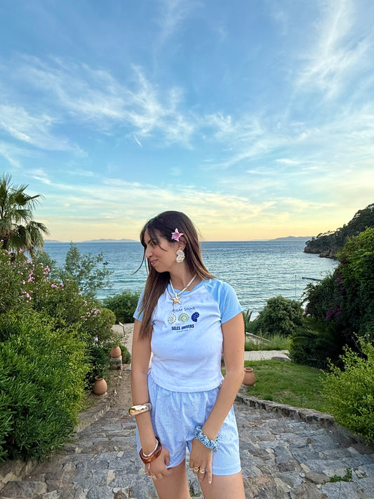 T-shirt crop top femme "coquillage"