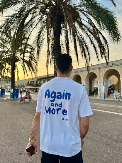 T-shirt "again and more" blanc