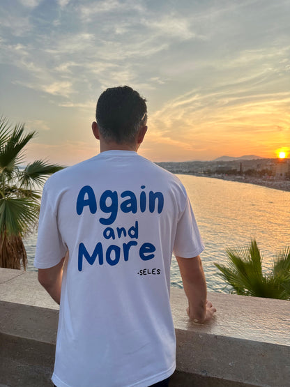 T-shirt "again and more" blanc