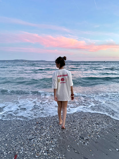 T-shirt oversize beige "ocean sound"