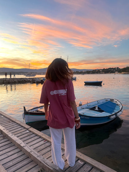 T-shirt vieux rose oversize "ocean is calling"